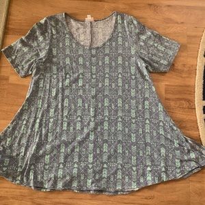 LuLaRoe stonewashed blue swing blouse